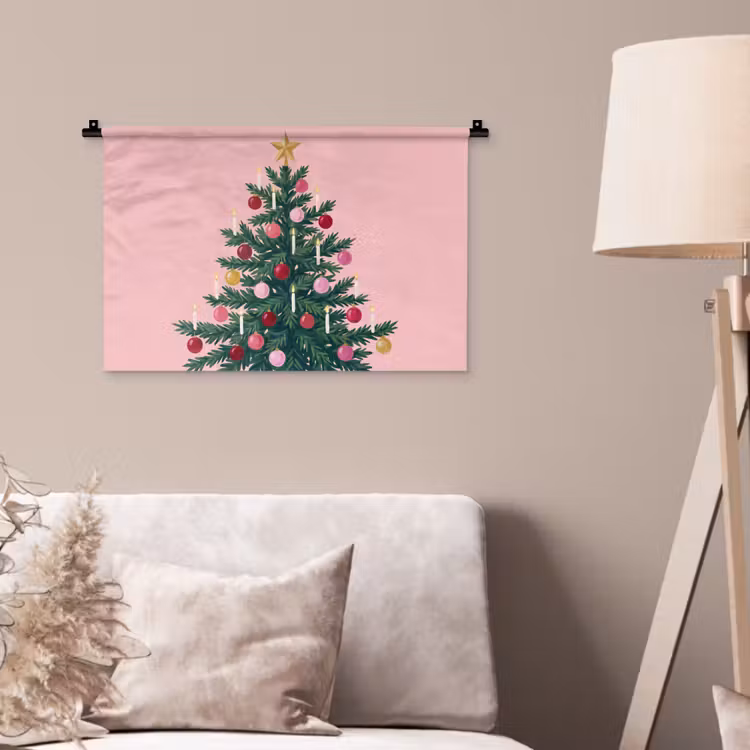 Wandteppich - Weihnachtsbaum – Weihnachten – Rosa — 2