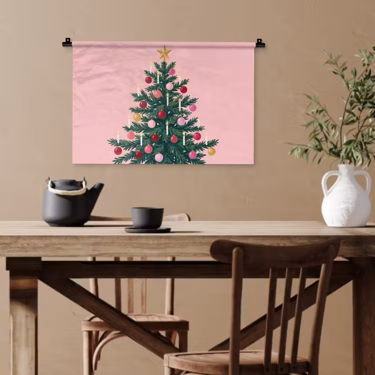 Wandteppich - Weihnachtsbaum – Weihnachten – Rosa — 3