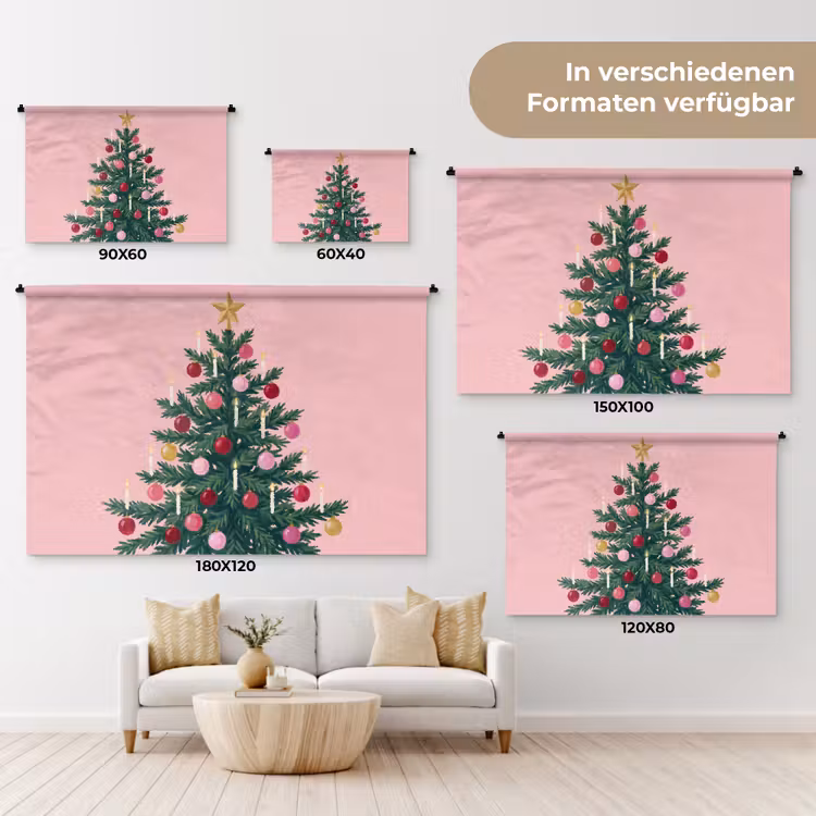 Wandteppich - Weihnachtsbaum – Weihnachten – Rosa — 8