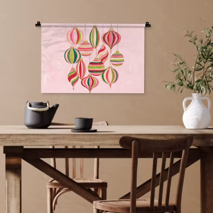 Wandteppich - Weihnachtsdekoration – Gestreift – Rosa — 3