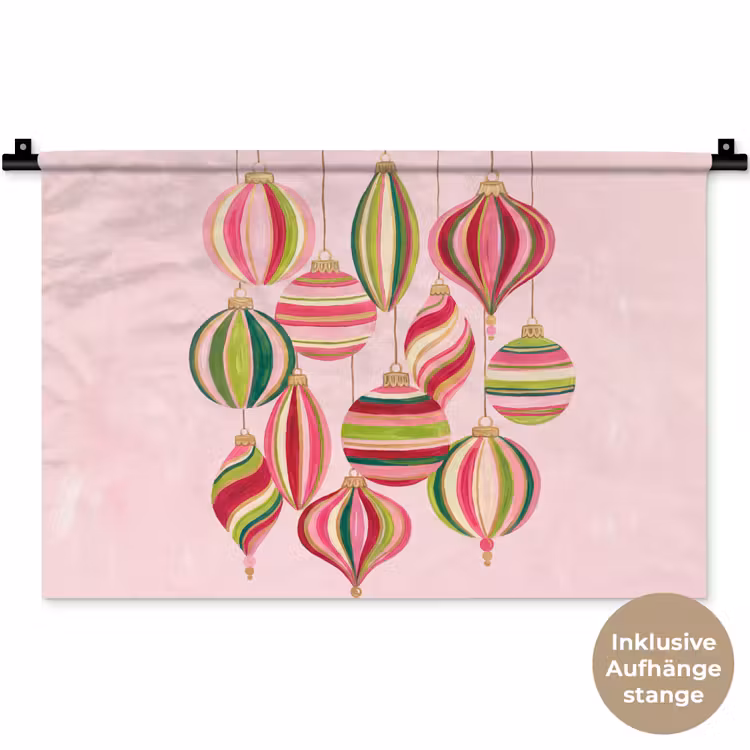 Wandteppich - Weihnachtsdekoration – Gestreift – Rosa — 9