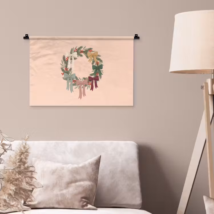 Wandteppich - Weihnachtskranz – Schleifen – Weihnachten — 2
