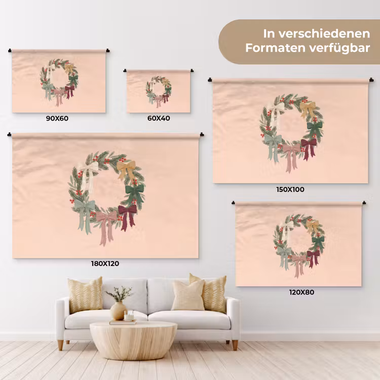 Wandteppich - Weihnachtskranz – Schleifen – Weihnachten — 8