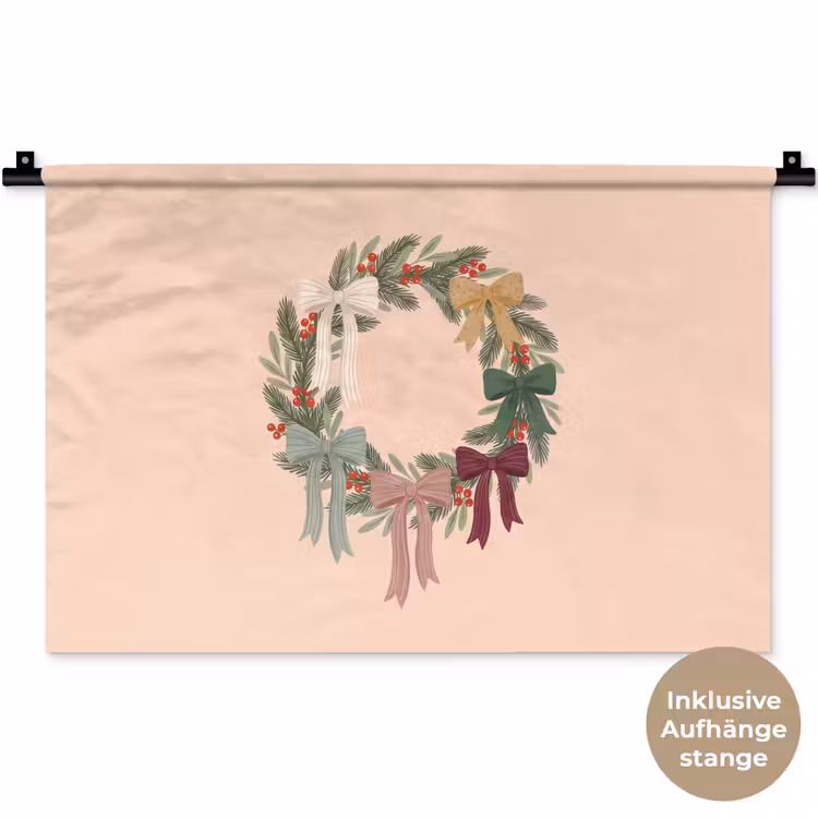 Wandteppich - Weihnachtskranz – Schleifen – Weihnachten — 9