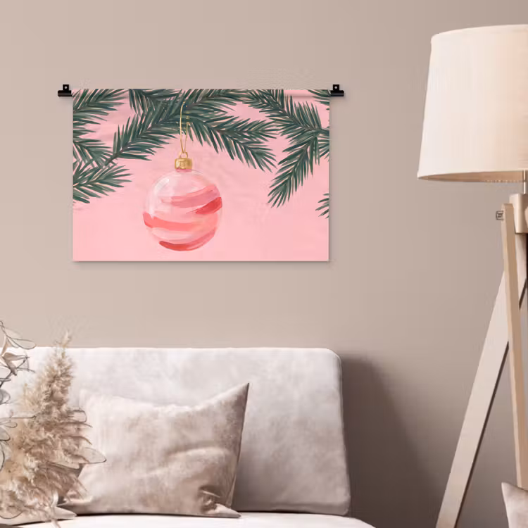 Wandteppich - Weihnachtskugel – Rosa – Weihnachten — 2