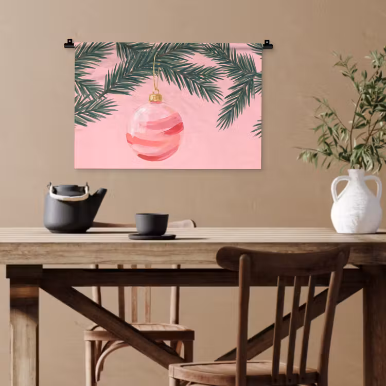 Wandteppich - Weihnachtskugel – Rosa – Weihnachten — 3