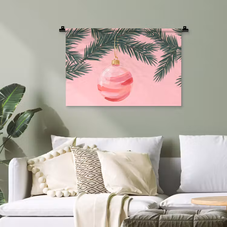 Wandteppich - Weihnachtskugel – Rosa – Weihnachten — 4