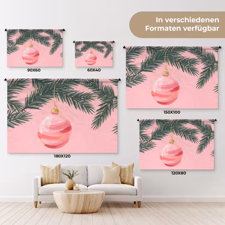 Wandteppich - Weihnachtskugel – Rosa – Weihnachten — 8