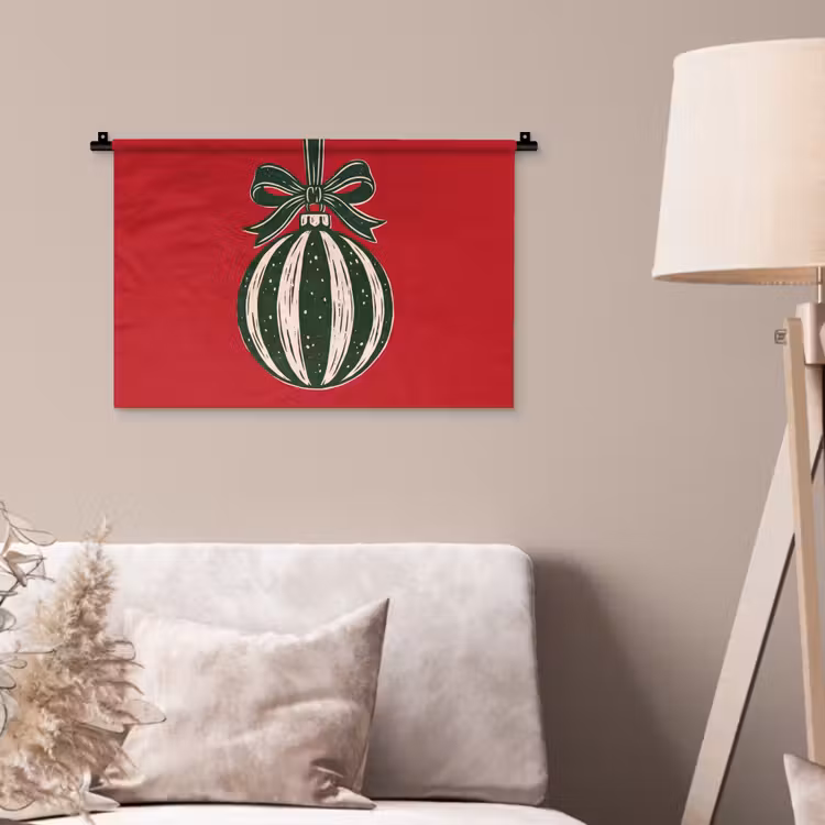 Wandteppich - Weihnachtskugel – Weihnachten – Rot — 2
