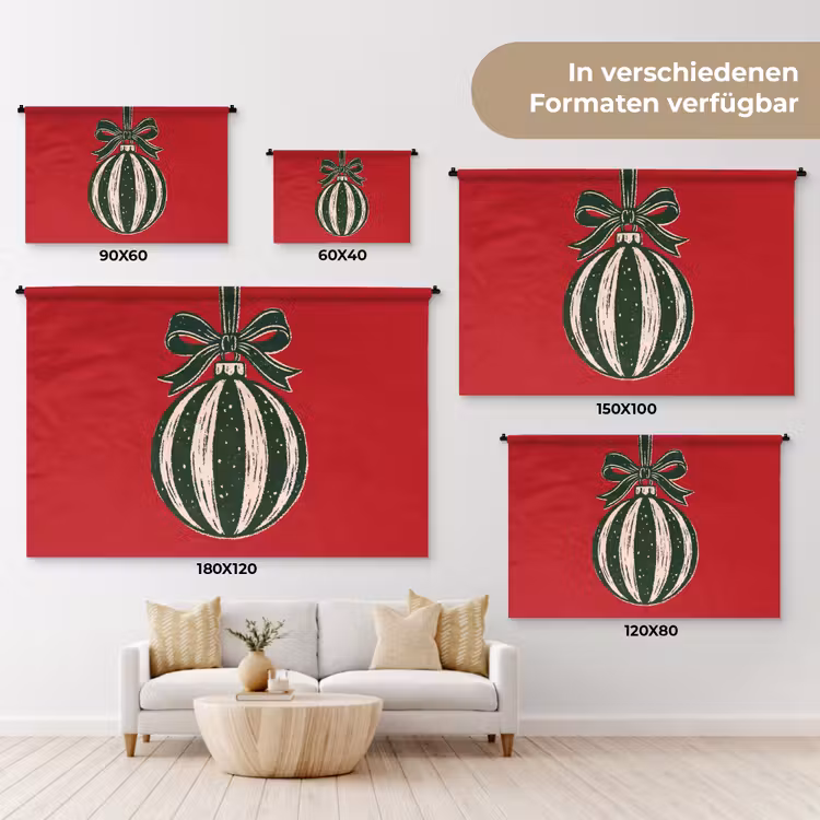 Wandteppich - Weihnachtskugel – Weihnachten – Rot — 8