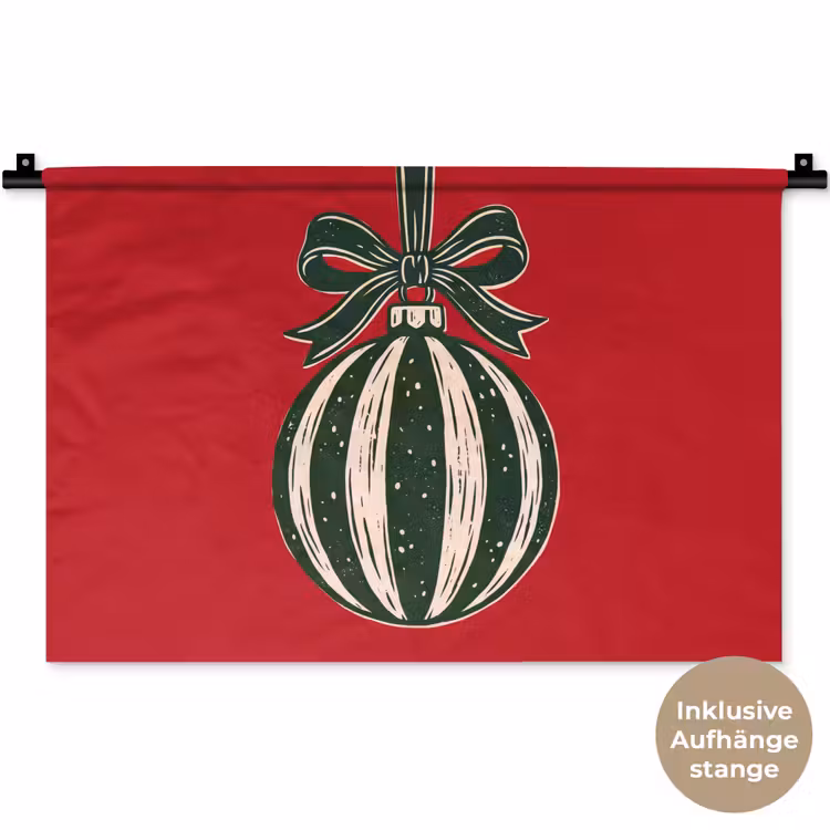 Wandteppich - Weihnachtskugel – Weihnachten – Rot — 9