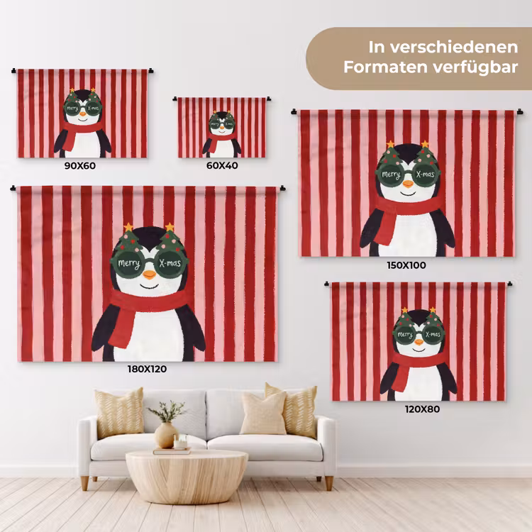 Wandteppich - Pinguin – Weihnachten – Illustration — 8