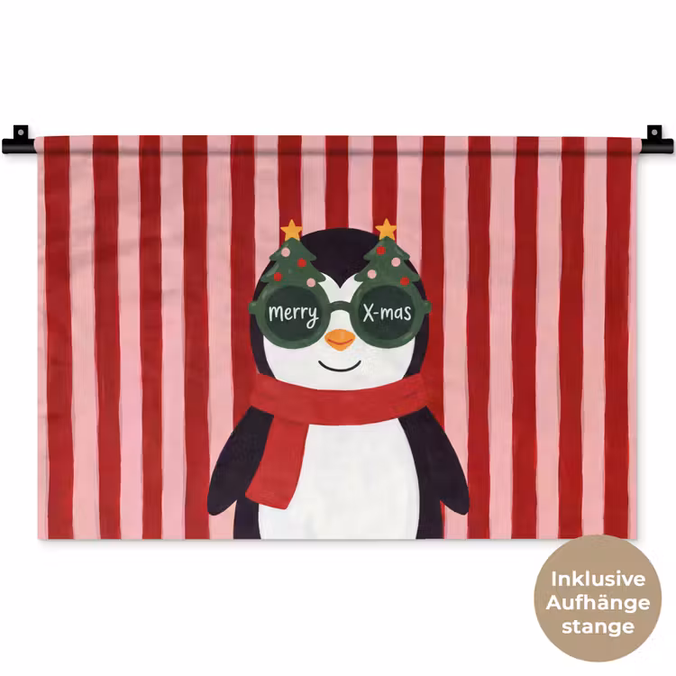 Wandteppich - Pinguin – Weihnachten – Illustration — 9