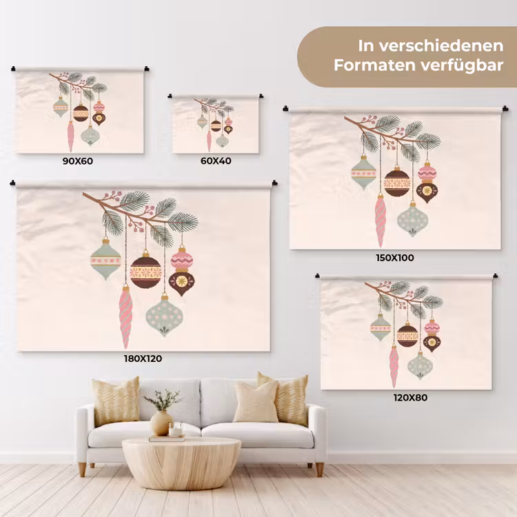 Wandteppich - Weihnachten – Christbaumschmuck – Zweig — 8