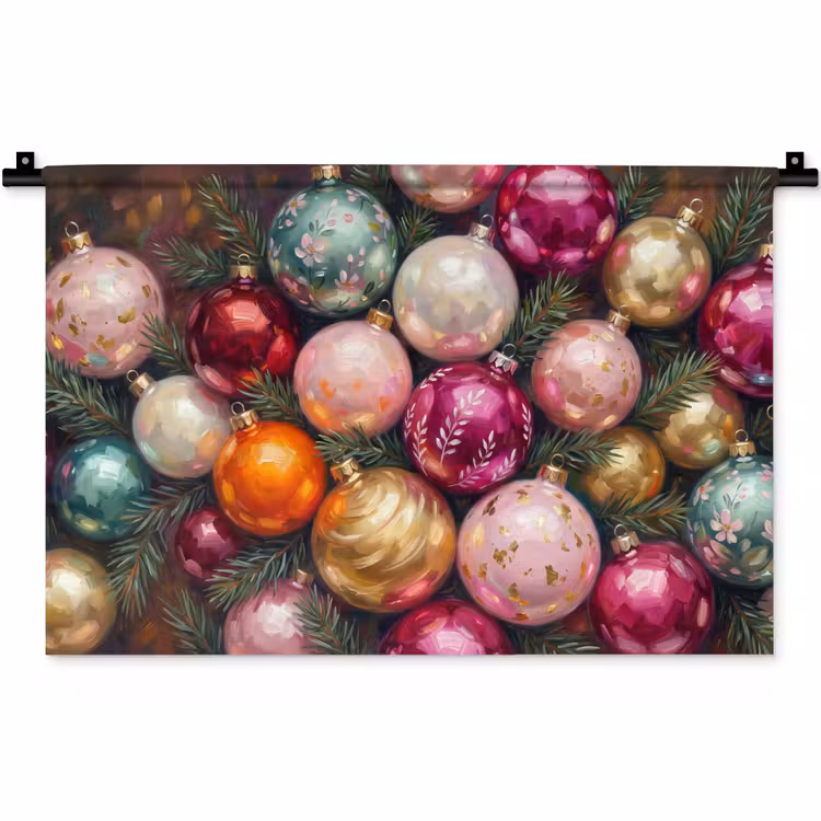Wandteppich - Weihnachtskugeln – Bunt – Festlich — 1