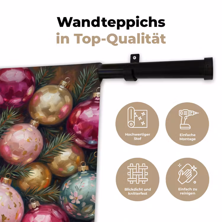 Wandteppich - Weihnachtskugeln – Bunt – Festlich — 7