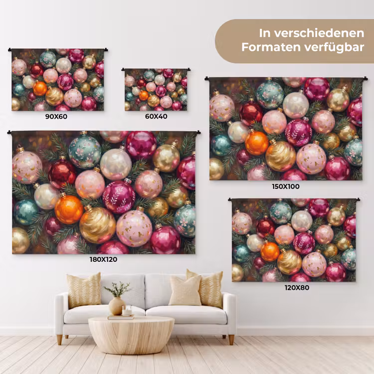 Wandteppich - Weihnachtskugeln – Bunt – Festlich — 8