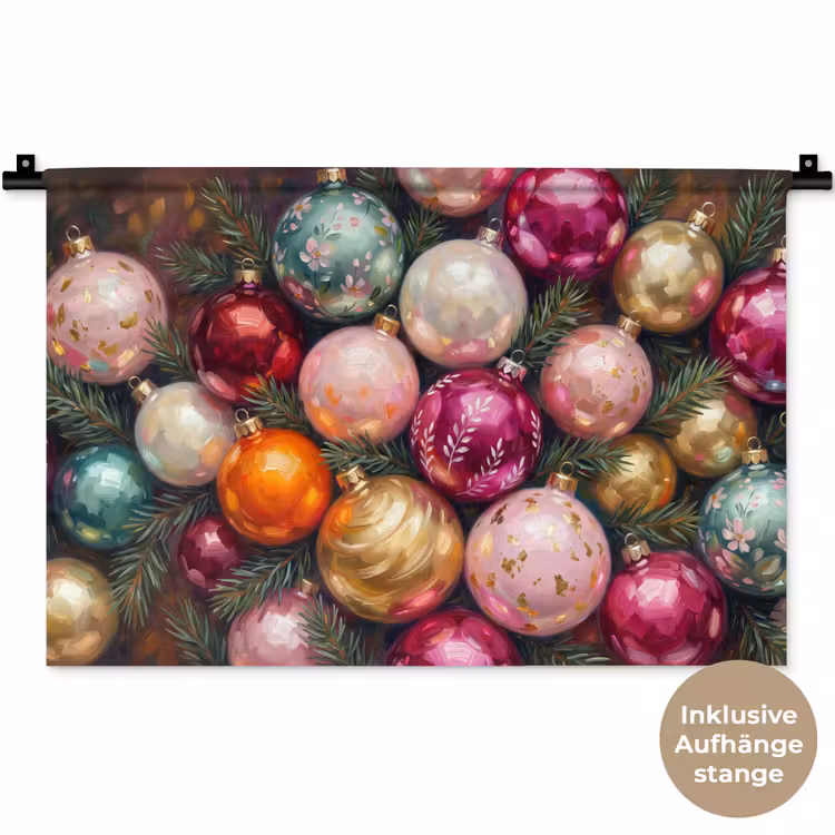Wandteppich - Weihnachtskugeln – Bunt – Festlich — 9