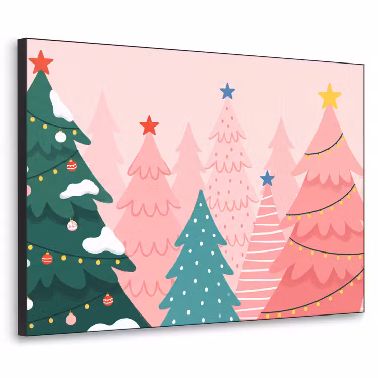 Art Frame - Weihnachtsbäume – Illustration – Rosa — 1