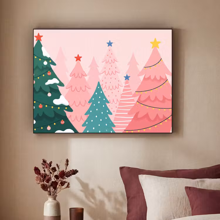 Art Frame - Weihnachtsbäume – Illustration – Rosa — 2