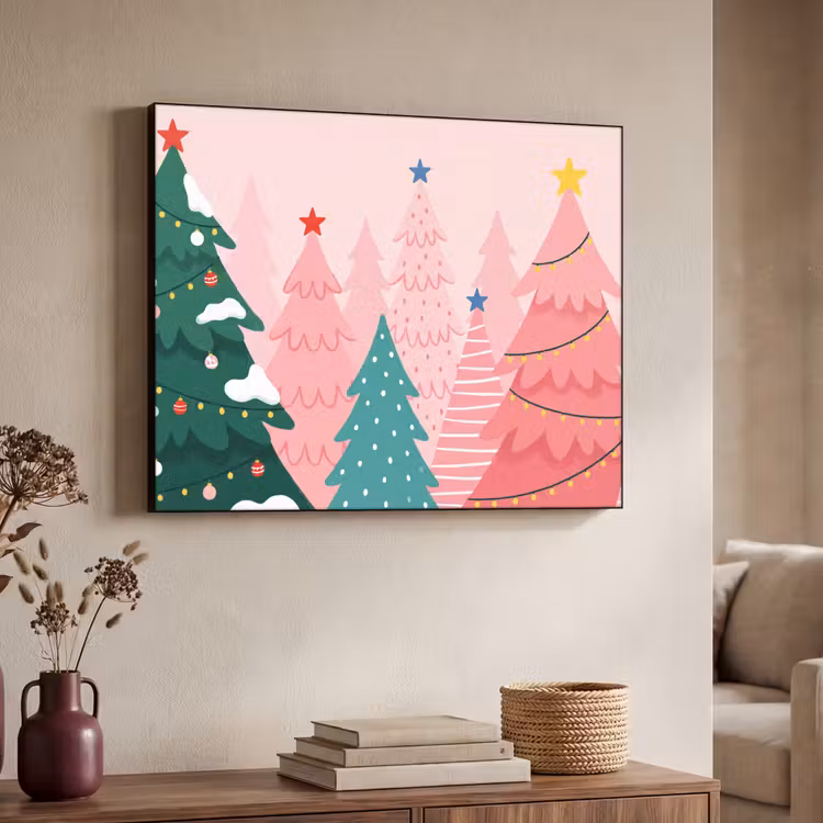 Art Frame - Weihnachtsbäume – Illustration – Rosa — 3