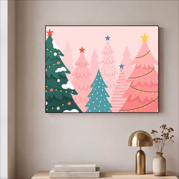 Art Frame - Weihnachtsbäume – Illustration – Rosa — 4