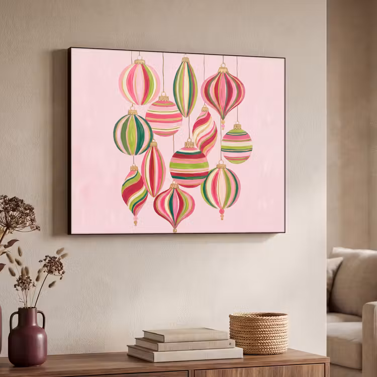 Art Frame - Weihnachtsdekoration – Gestreift – Rosa — 3