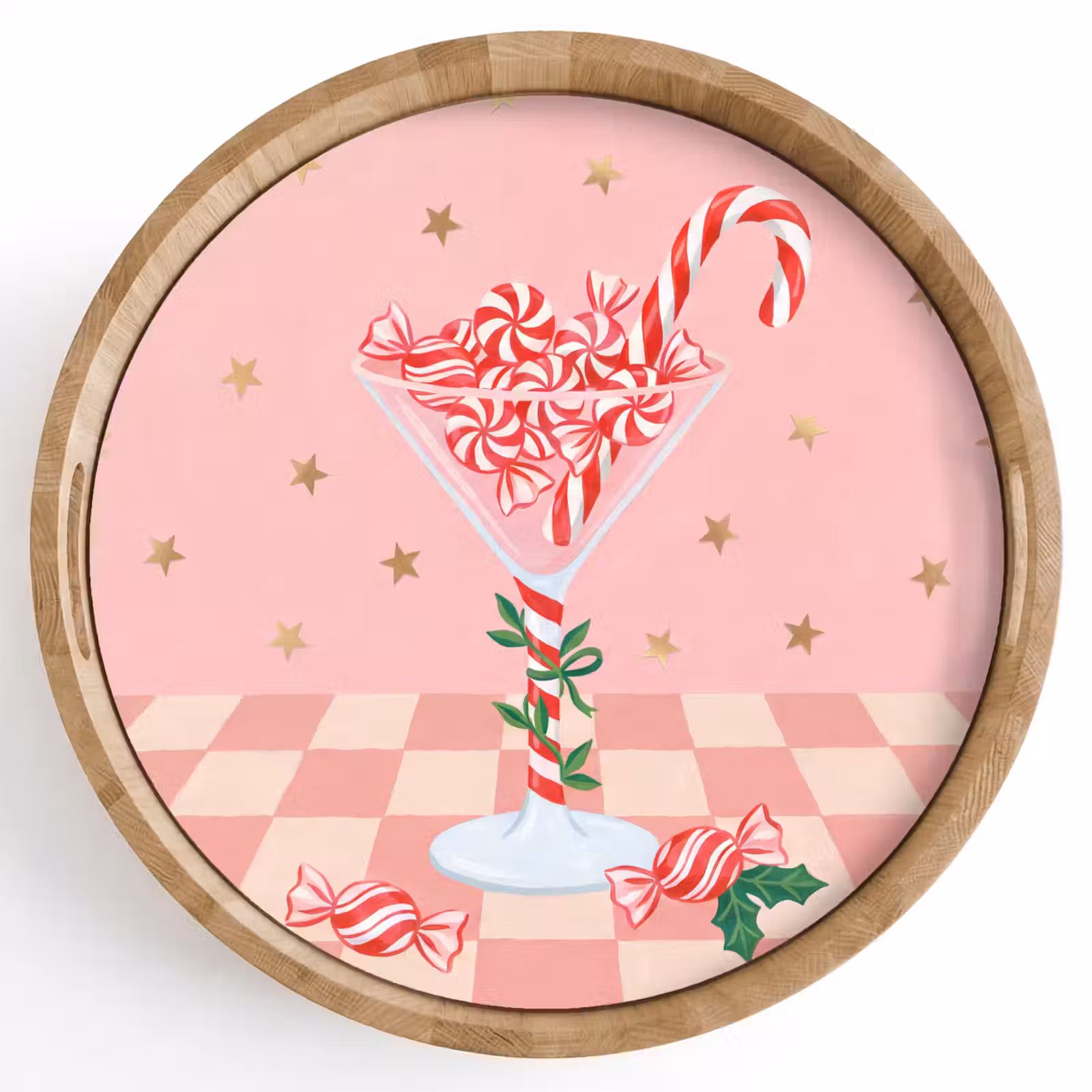 Tablett - Süßigkeiten – Glas – Rosa — 1