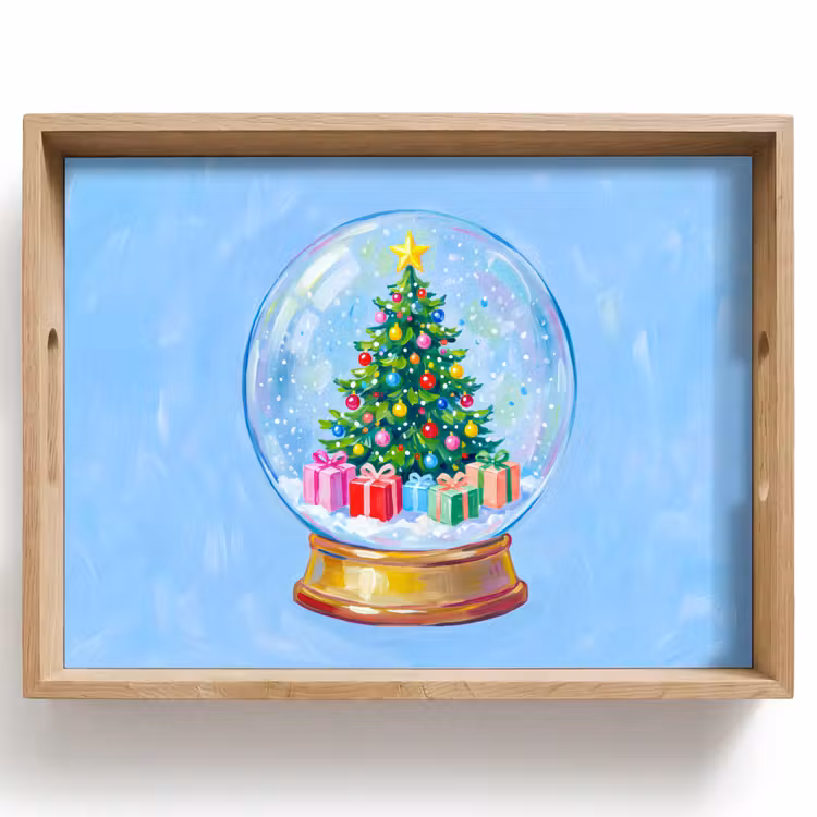 Tablett - Schneekugel – Weihnachten – Geschenke — 1