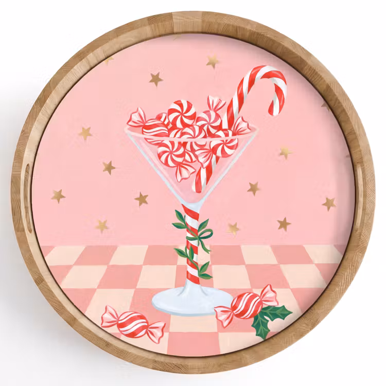 Tablett - Süßigkeiten – Glas – Rosa — 1