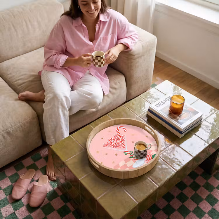 Tablett - Süßigkeiten – Glas – Rosa — 6
