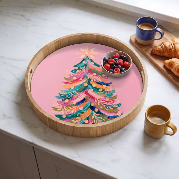 Tablett - Weihnachtsbaum – Abstrakt – Bunt — 4
