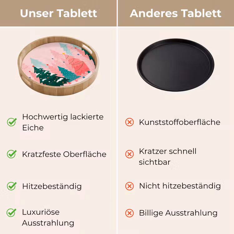 Tablett - Weihnachtsbäume – Illustration – Rosa — 3