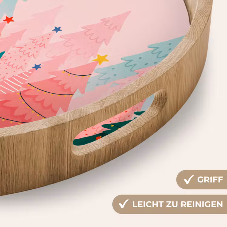 Tablett - Weihnachtsbäume – Illustration – Rosa — 5