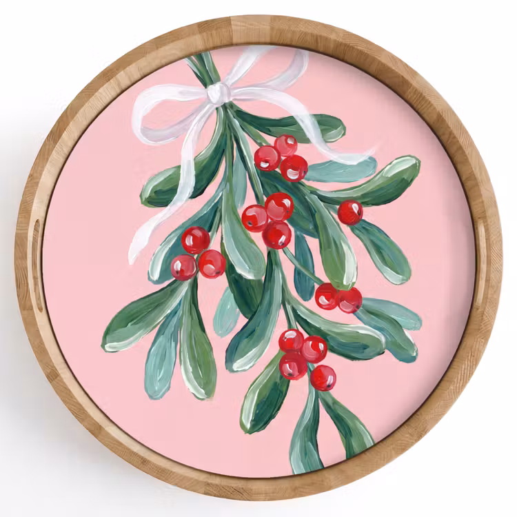 Tablett - Pflanze – Weihnachten – Rosa — 1