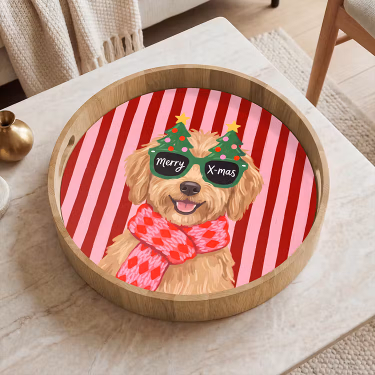Tablett - Hund – Weihnachten – Rot — 2
