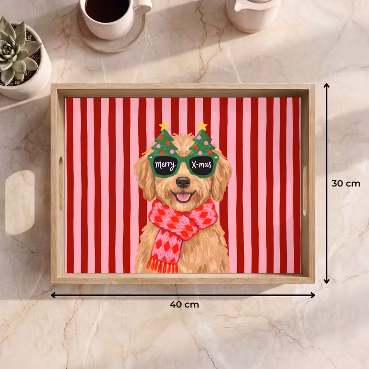 Tablett - Hund – Weihnachten – Rot — 9