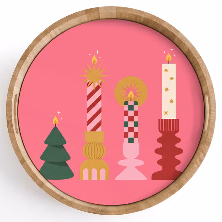 Tablett - Kerzen – Party – Rosa — 1