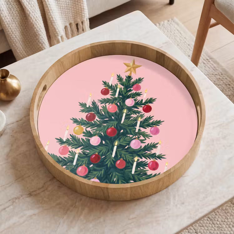 Tablett - Weihnachtsbaum – Weihnachten – Rosa — 2