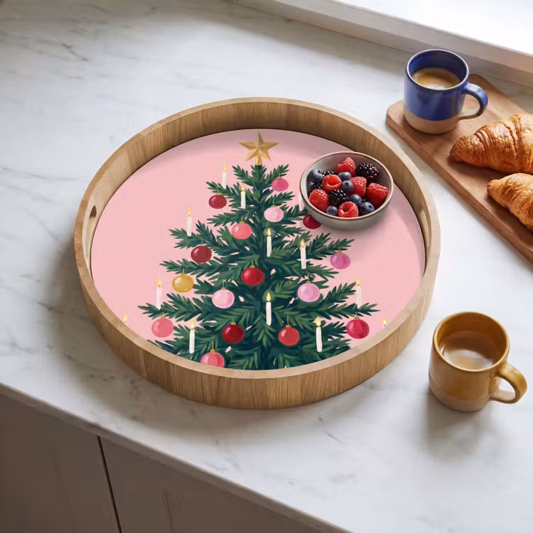 Tablett - Weihnachtsbaum – Weihnachten – Rosa — 4