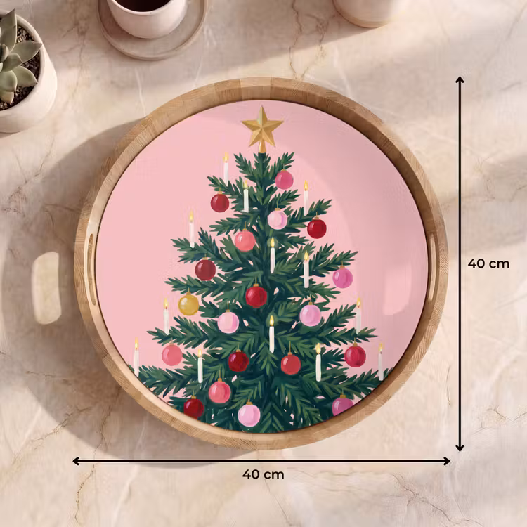 Tablett - Weihnachtsbaum – Weihnachten – Rosa — 9