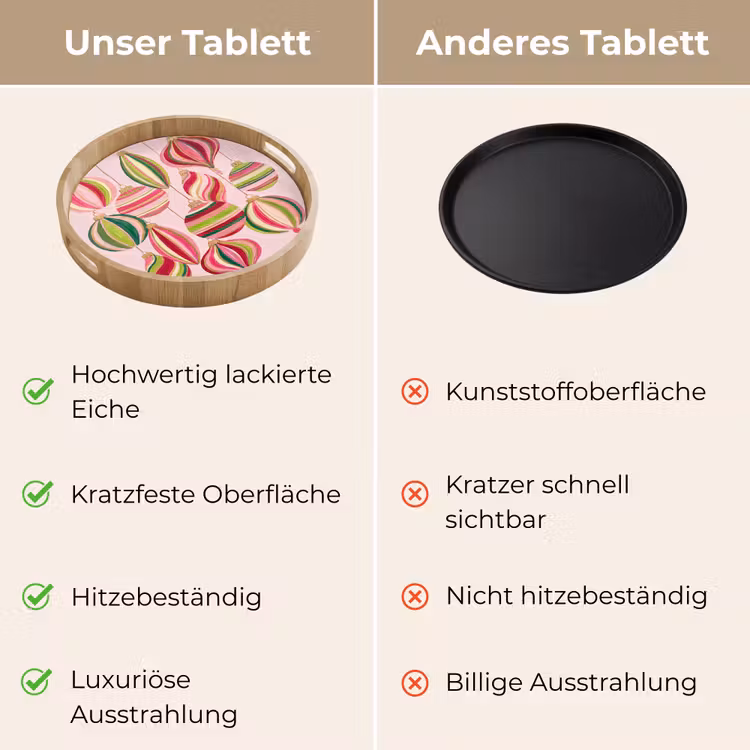 Tablett - Weihnachtsdekoration – Gestreift – Rosa — 3