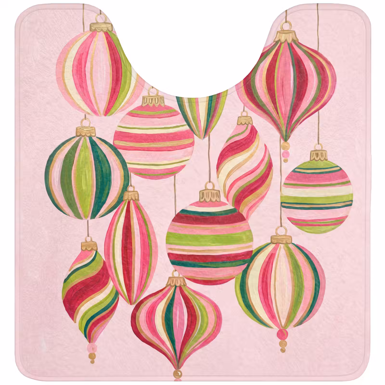 WC Vorleger - Weihnachtsdekoration – Gestreift – Rosa — 1