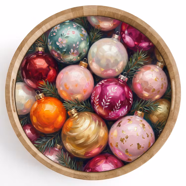 Tablett - Weihnachtskugeln – Bunt – Festlich — 1