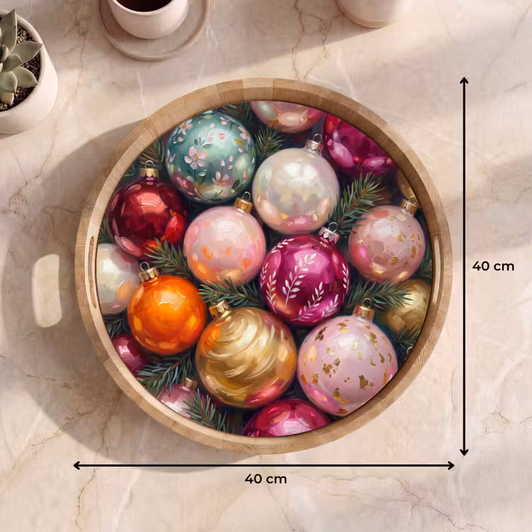 Tablett - Weihnachtskugeln – Bunt – Festlich — 9