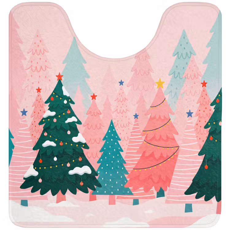 WC Vorleger - Weihnachtsbäume – Illustration – Rosa — 1