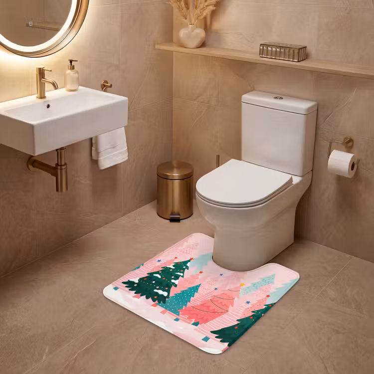 WC Vorleger - Weihnachtsbäume – Illustration – Rosa — 4