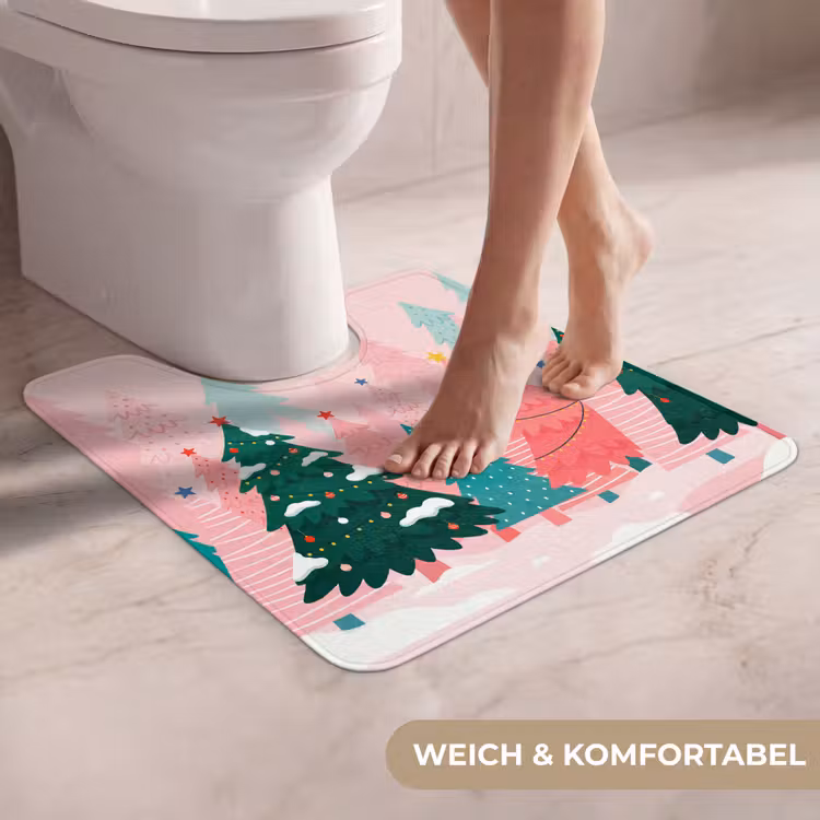 WC Vorleger - Weihnachtsbäume – Illustration – Rosa — 5