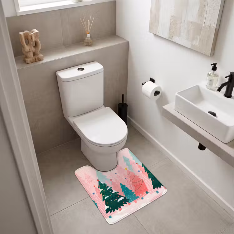 WC Vorleger - Weihnachtsbäume – Illustration – Rosa — 6