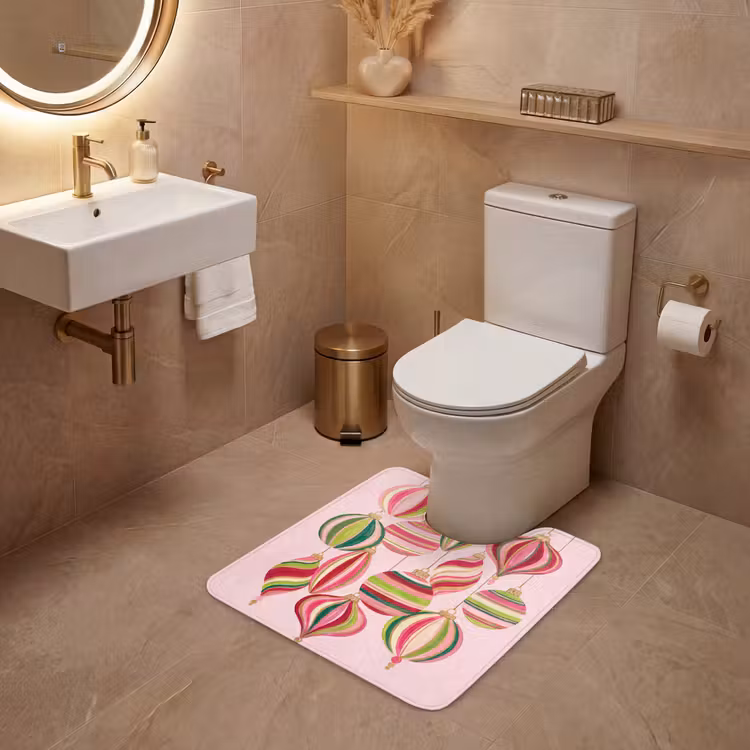 WC Vorleger - Weihnachtsdekoration – Gestreift – Rosa — 4